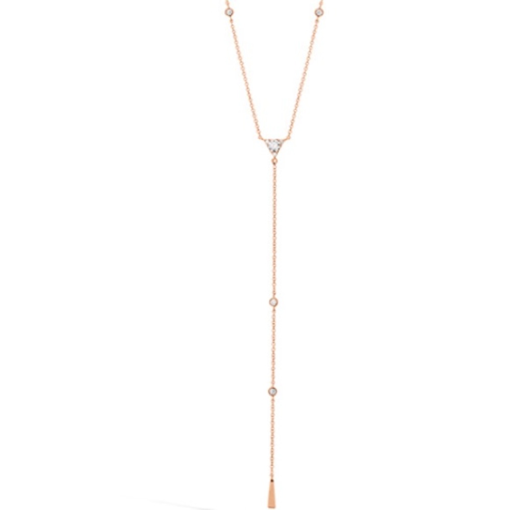 Heart On Fire Triplicity triangle lariat necklace in rose gold with diamonds